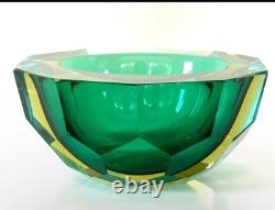 Caviar Geode Bowl Diamond Faceted Hand Blown Murano Italy 1970s Free Ship