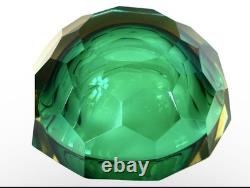Caviar Geode Bowl Diamond Faceted Hand Blown Murano Italy 1970s Free Ship