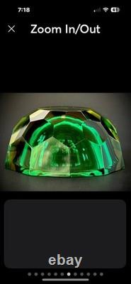 Caviar Geode Bowl Diamond Faceted Hand Blown Murano Italy 1970s Free Ship