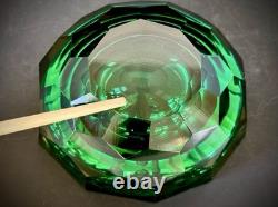Caviar Geode Bowl Diamond Faceted Hand Blown Murano Italy 1970s Free Ship