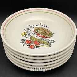 Ceramica Castellania Spaghetti Soup Salad Bowls 6 Piece Set c1970s Italy 8.5dia