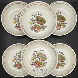Ceramica Castellania Spaghetti Soup Salad Bowls 6 Piece Set c1970s Italy 8.5dia