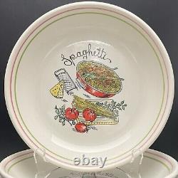 Ceramica Castellania Spaghetti Soup Salad Bowls 6 Piece Set c1970s Italy 8.5dia