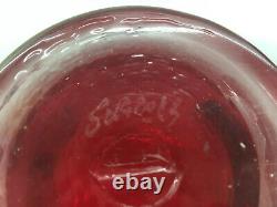 Charles Sorrels Red Bowl Unique Studio Blown Art Glass Signed B32