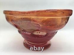 Charles Sorrels Red Bowl Unique Studio Blown Art Glass Signed B32