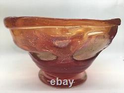 Charles Sorrels Red Bowl Unique Studio Blown Art Glass Signed B32