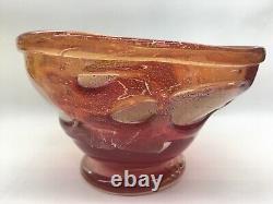 Charles Sorrels Red Bowl Unique Studio Blown Art Glass Signed B32