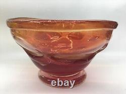 Charles Sorrels Red Bowl Unique Studio Blown Art Glass Signed B32