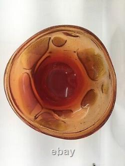 Charles Sorrels Red Bowl Unique Studio Blown Art Glass Signed B32