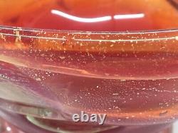 Charles Sorrels Red Bowl Unique Studio Blown Art Glass Signed B32