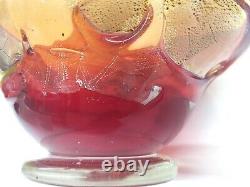 Charles Sorrels Red Bowl Unique Studio Blown Art Glass Signed B32