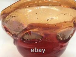Charles Sorrels Red Bowl Unique Studio Blown Art Glass Signed B32