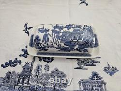 Churchill Blue Willow 7 Pc Service Bundlenewstamped Churchill Large Blue Lion