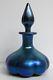 Classic Steuben Blue Aurene Iridescence Art Glass Signed Bulbous Perfume Bottle