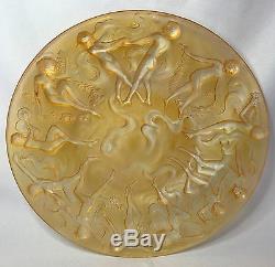 Consolidated Glass Martele Dancing Nymph Honey Yellow Art Deco Plate Set of 6