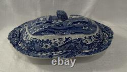 Copeland Spode's Italian blue 11 1/2 covered 2-part serving bowl Rare