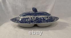 Copeland Spode's Italian blue 11 1/2 covered 2-part serving bowl Rare