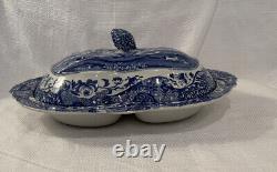 Copeland Spode's Italian blue 11 1/2 covered 2-part serving bowl Rare