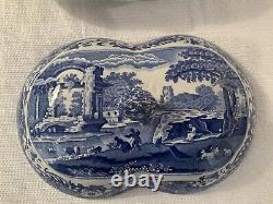 Copeland Spode's Italian blue 11 1/2 covered 2-part serving bowl Rare