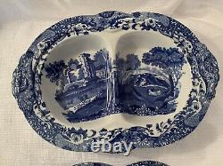 Copeland Spode's Italian blue 11 1/2 covered 2-part serving bowl Rare