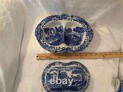 Copeland Spode's Italian blue 11 1/2 covered 2-part serving bowl Rare