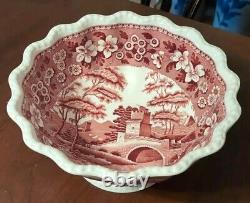 Copeland Spode's Tower Small Punch Bowl Red Transfer Antique English