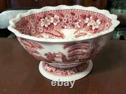 Copeland Spode's Tower Small Punch Bowl Red Transfer Antique English