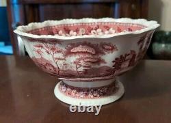 Copeland Spode's Tower Small Punch Bowl Red Transfer Antique English