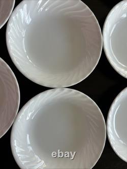 Corelle Enhancements White Swirl Coupe Pasta Salad Bowls 8.5 EUC Set Of 8