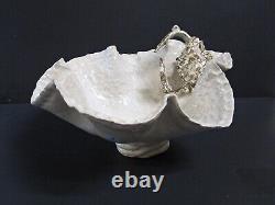 Crab Bowl Sculpture Signed Studio Art Ceramic Large 12.5 Across