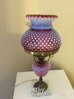 Cranberry Opalescence Hobnail Student Lamp 7 Fitter Beautiful