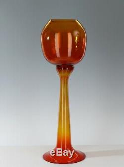 Crazy Rare Large Blenko Wayne Husted Tangerine 5727 Trumpet Vase 1957 / 1958