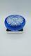 Cristal D'Arques cobalt blue cut to clear crystal covered trinket Dish