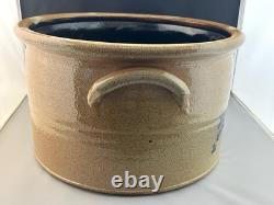 Crocker & Springer Salt Glazed Cake Crock W Lid Signed By CreatorsJon&Jan Wright