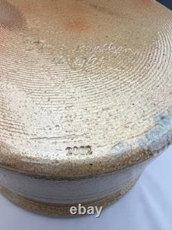Crocker & Springer Salt Glazed Cake Crock W Lid Signed By CreatorsJon&Jan Wright
