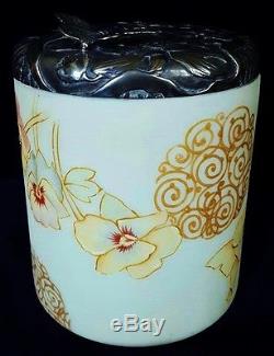 Crown Milano Mt Washington Biscuit Jar w Attached Butterfly on Lid Well Marked