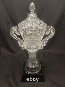 Crystal Trophy Large 14.5 Handled Cup Black Crystal Base Heavy 5 Lb 5 Oz Blank