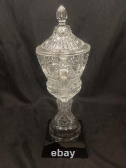 Crystal Trophy Large 14.5 Handled Cup Black Crystal Base Heavy 5 Lb 5 Oz Blank