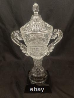Crystal Trophy Large 14.5 Handled Cup Black Crystal Base Heavy 5 Lb 5 Oz Blank