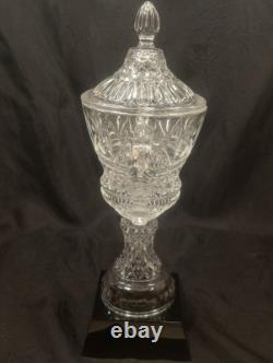 Crystal Trophy Large 14.5 Handled Cup Black Crystal Base Heavy 5 Lb 5 Oz Blank