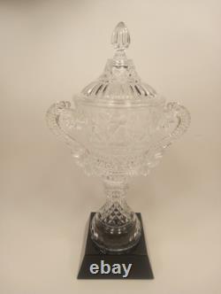 Crystal Trophy Large 14.5 Handled Cup Black Crystal Base Heavy 5 Lb 5 Oz Blank