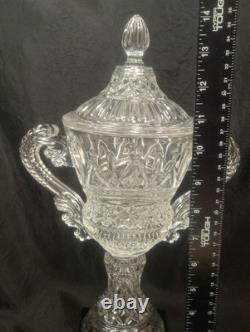Crystal Trophy Large 14.5 Handled Cup Black Crystal Base Heavy 5 Lb 5 Oz Blank