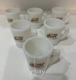Currier & Ives McKee Milk Glass Tom and Jerry Punch/Eggnog Set 7 Piece