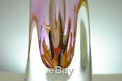 Dominick Labino Pale Pink 4.75 Art Glass Vase Dated 1977