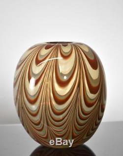 Dominick Labino Art Glass Vase 1972 Rust, Grey, Cream, Yellow Signed Dated
