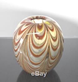 Dominick Labino Art Glass Vase 1972 Rust, Grey, Cream, Yellow Signed Dated