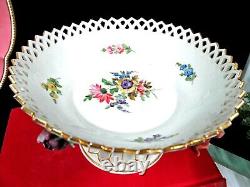 Dresden large footed center piece bowl Dresden Flowers raised floral bowl German