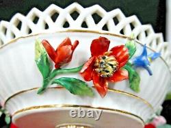 Dresden large footed center piece bowl Dresden Flowers raised floral bowl German
