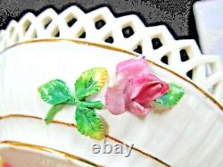 Dresden large footed center piece bowl Dresden Flowers raised floral bowl German