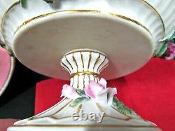 Dresden large footed center piece bowl Dresden Flowers raised floral bowl German